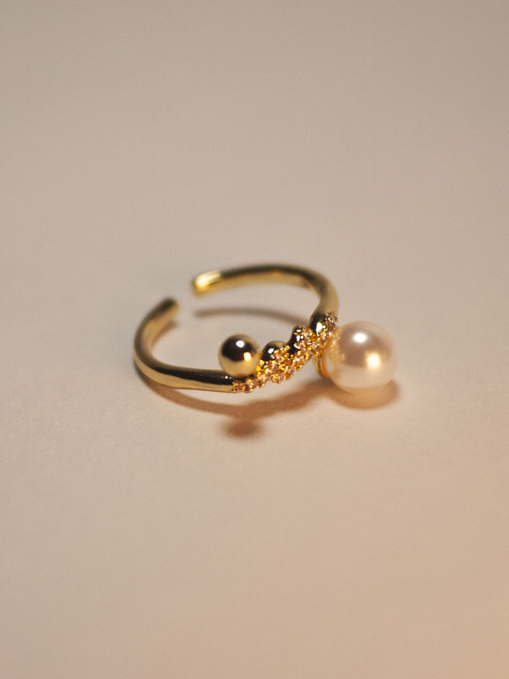 Anillo Graduable Zircón Perla Dot