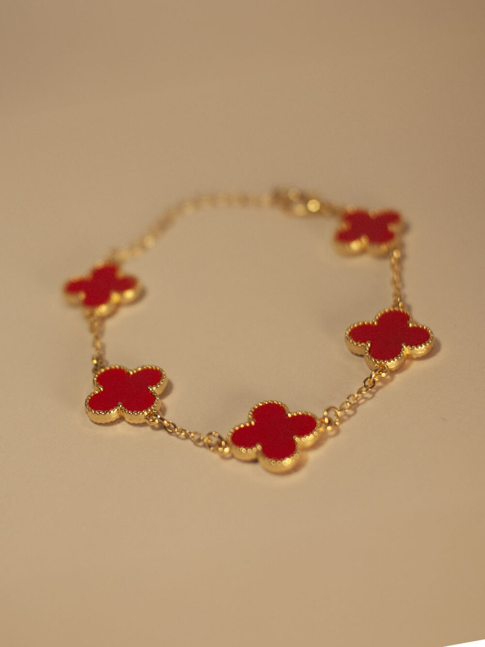 Trebol Pulsera 5 Roja
